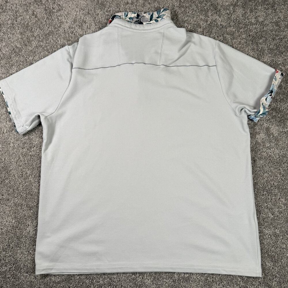 Tommy Bahama Polo Gray Island Zone Rugby Floral Cuff Embroidered Logo Mens XL - Picture 8 of 8